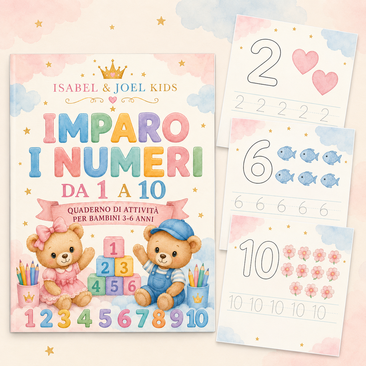 Imparo i numeri da 1 a 10 – Quaderno di attività per bambini 3–6 anni