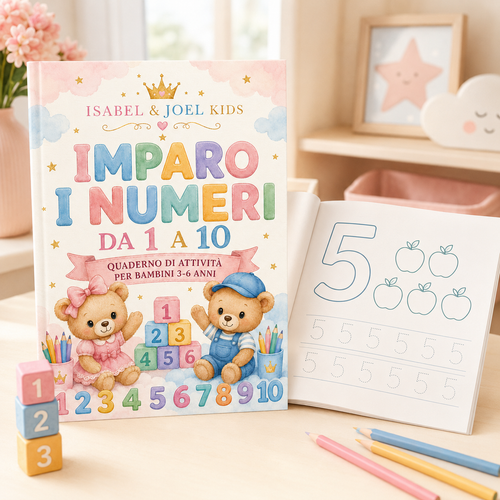Imparo i numeri da 1 a 10 – Quaderno di attività per bambini 3–6 anni